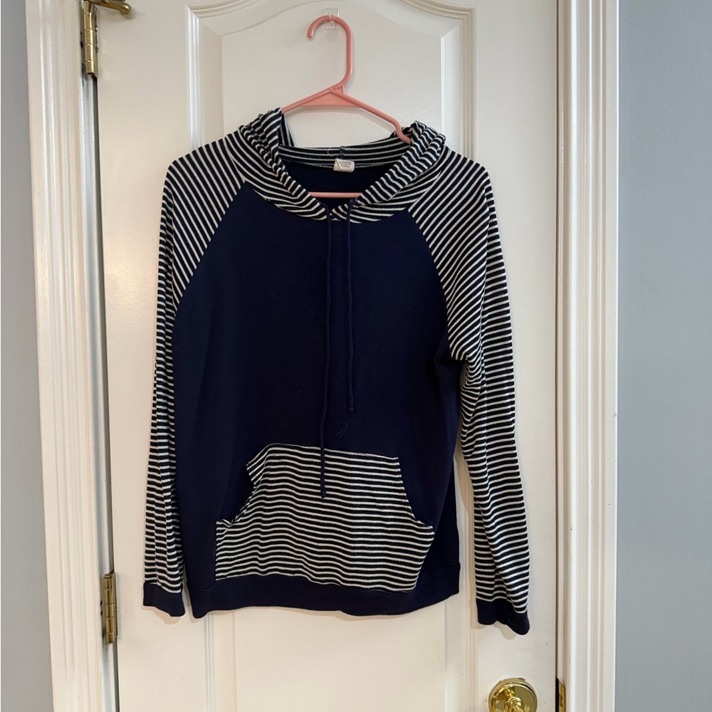 7th Ray Navy and White Striped Hoodie